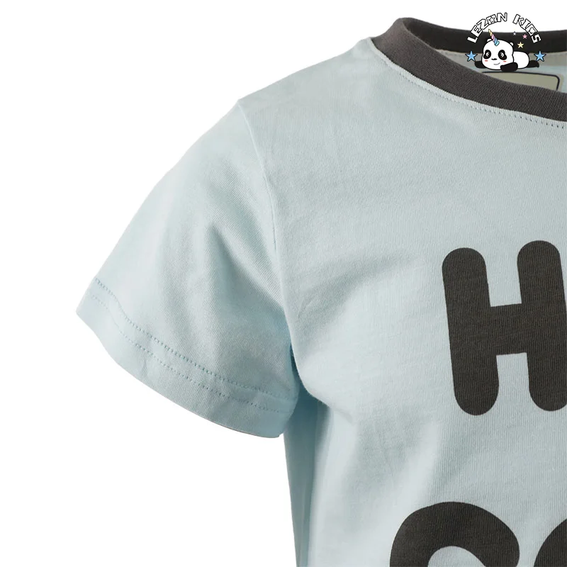 LEZONKIDS - Conjunto de Roupas para Meninos Novos Personalizáveis com Logotipo e Calças de Moda de Verão Impressas